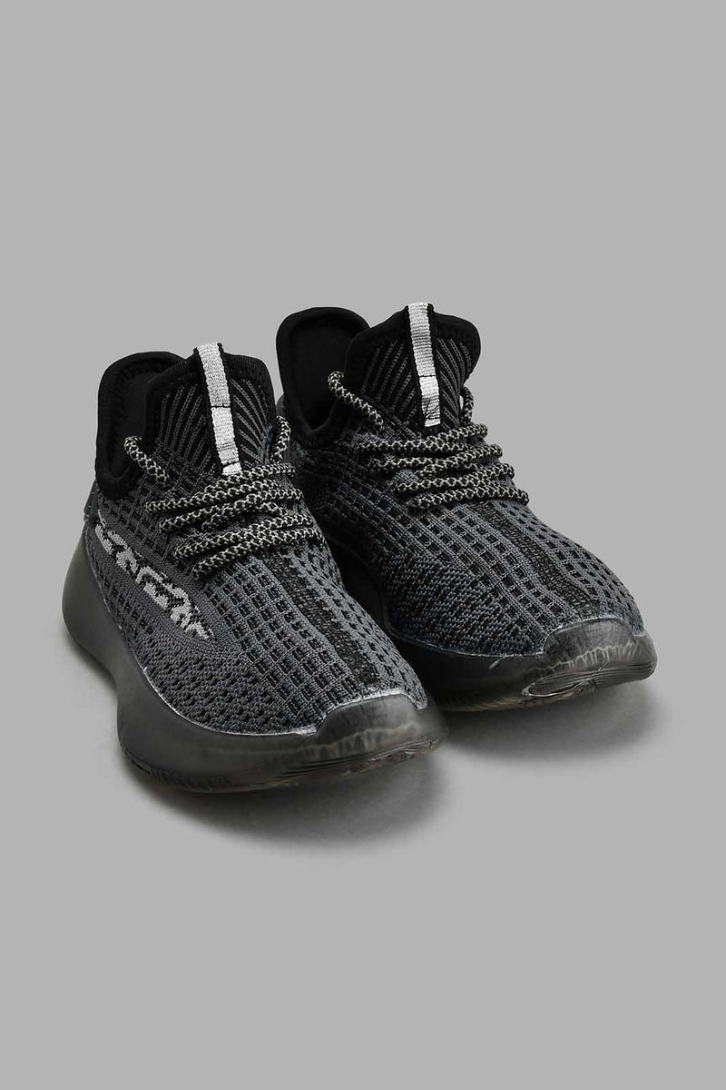 Redtag-Black-Translucent-Sole-Knit-Sneaker-BSR-Trainers,-Colour:Black,-Filter:Boys-Footwear-(5-to-14-Yrs),-New-In,-New-In-BSR-FOO,-Non-Sale,-S22A,-Section:Kidswear-Senior-Boys-5 to 14 Years