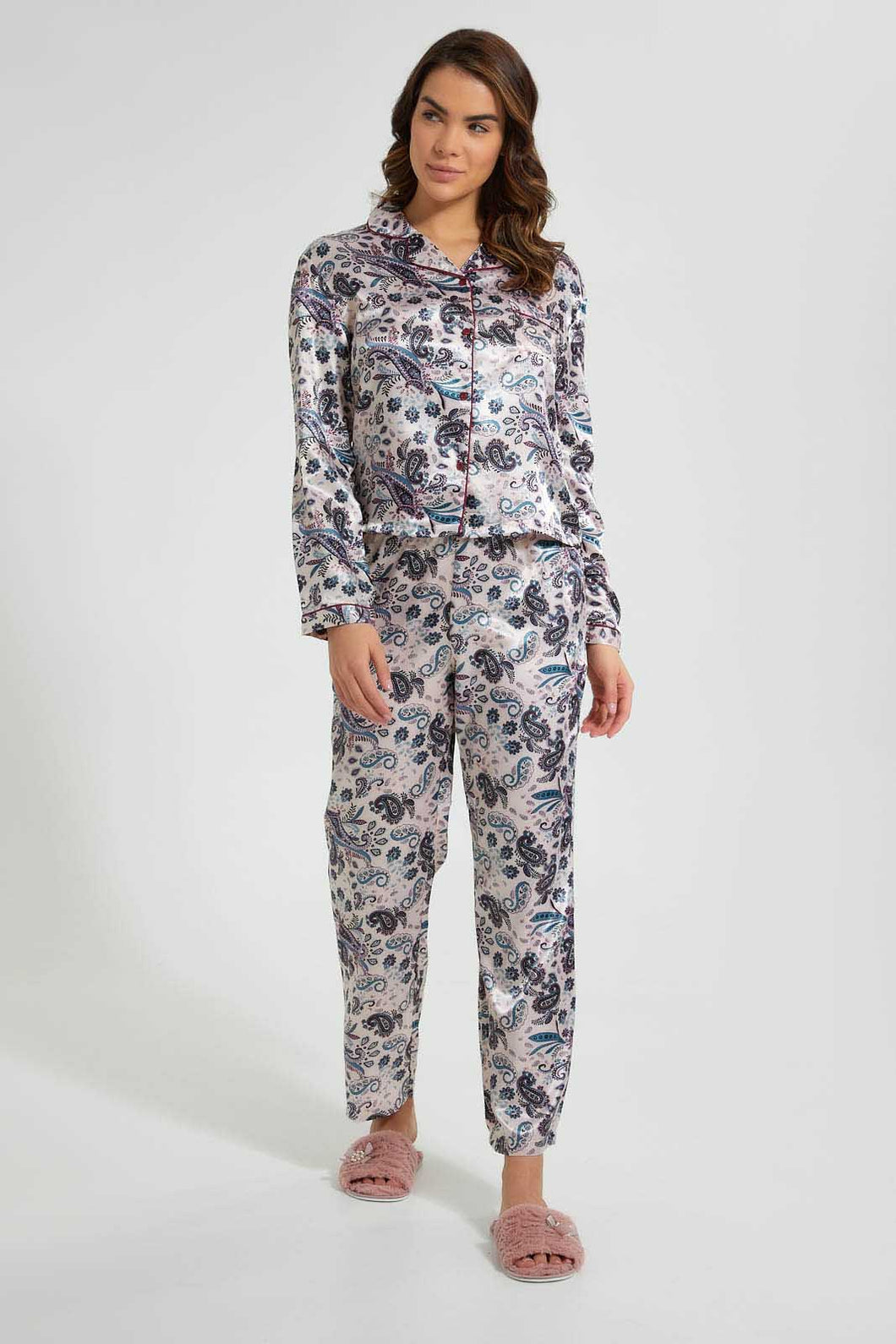 Redtag-Off-White-Floral-Printed-Pyjama-Set-Pyjama-Sets-Women's-