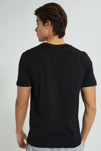 Redtag-Black-Graphic-T-Shirt-Graphic-Prints-Men's-