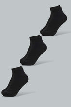 Load image into Gallery viewer, Redtag-Black-3Pk-Men&#39;S-Ankle-Socks-Ankle-Length-Men&#39;s-
