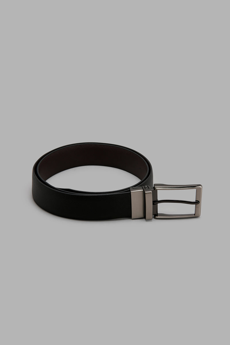 Redtag-Black-And-Tan-Tetxured-Belt-With-Twist-Buckle-Formal-Belts-Men's-