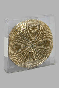 Redtag-Gold-Round-Beaded-Coaster-Set-(6-Piece)-Coasters-Home-Dining-