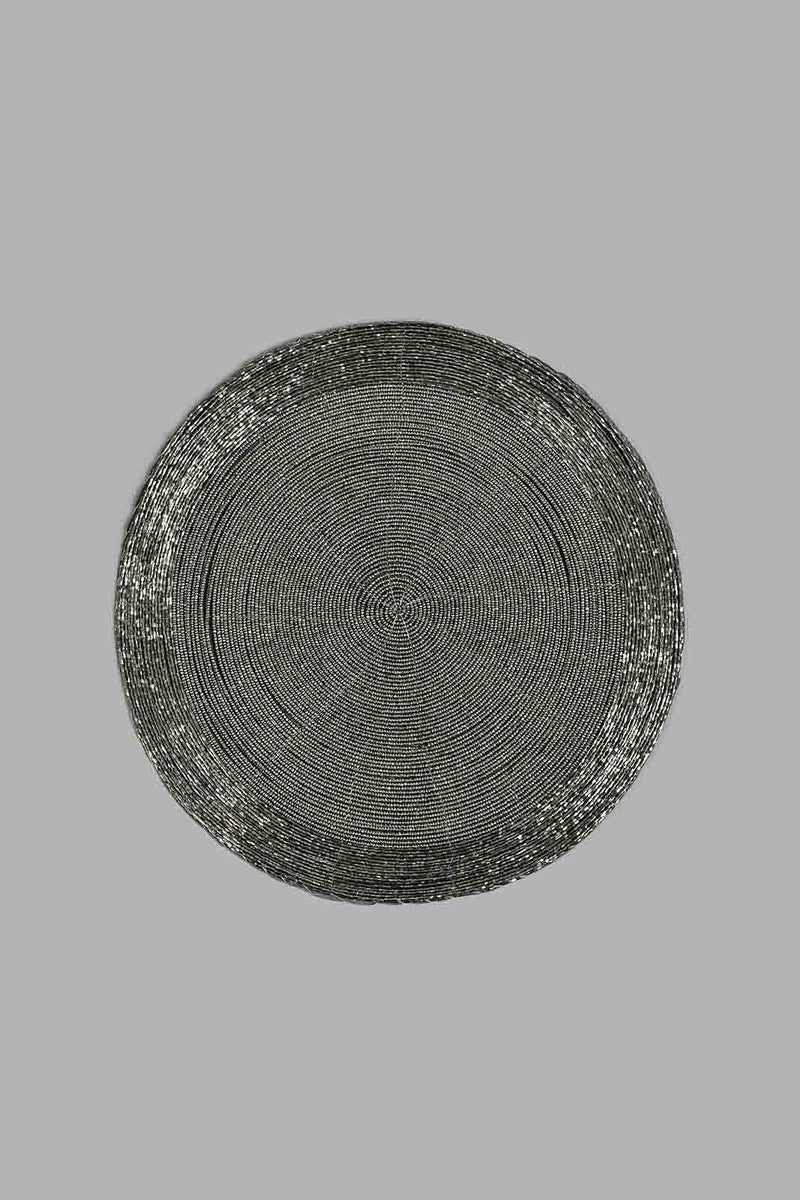 Redtag-Grey-Round-Beaded-Placemat-Placemats-Home-Dining-
