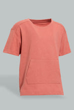 Load image into Gallery viewer, Redtag-Orange-Kangaroo-Pocket-Short-Sleeve-T-Shirt-Plain-Infant-Boys-3 to 24 Months
