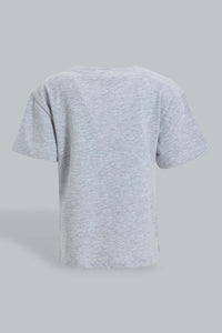 Redtag-Grey-Melange-Kangaroo-Pocket-Short-Sleeve-T-Shirt-Colour:Grey,-Filter:Infant-Boys-(3-to-24-Mths),-Infant-Boys-T-Shirts,-New-In,-New-In-INB,-Non-Sale,-S22B,-Section:Kidswear,-TBL-Infant-Boys-3 to 24 Months