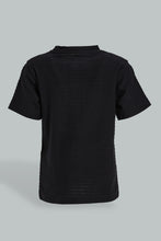 Load image into Gallery viewer, Redtag-Black-Jacquard-Short-Sleeve-T-Shirt-Colour:Black,-Filter:Infant-Boys-(3-to-24-Mths),-Infant-Boys-T-Shirts,-New-In,-New-In-INB,-Non-Sale,-S22B,-Section:Kidswear,-TBL-Infant-Boys-3 to 24 Months
