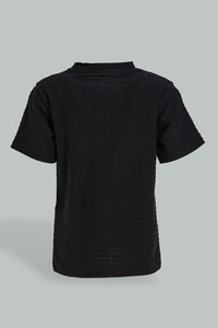 Redtag-Black-Jacquard-Short-Sleeve-T-Shirt-Colour:Black,-Filter:Infant-Boys-(3-to-24-Mths),-Infant-Boys-T-Shirts,-New-In,-New-In-INB,-Non-Sale,-S22B,-Section:Kidswear,-TBL-Infant-Boys-3 to 24 Months