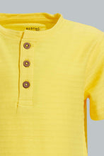 Load image into Gallery viewer, Redtag-Yellow-Jacquard-Short-Sleeve-T-Shirt-Colour:Yellow,-Filter:Infant-Boys-(3-to-24-Mths),-Infant-Boys-T-Shirts,-New-In,-New-In-INB,-Non-Sale,-S22B,-Section:Kidswear,-TBL-Infant-Boys-3 to 24 Months
