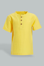 Load image into Gallery viewer, Redtag-Yellow-Jacquard-Short-Sleeve-T-Shirt-Colour:Yellow,-Filter:Infant-Boys-(3-to-24-Mths),-Infant-Boys-T-Shirts,-New-In,-New-In-INB,-Non-Sale,-S22B,-Section:Kidswear,-TBL-Infant-Boys-3 to 24 Months
