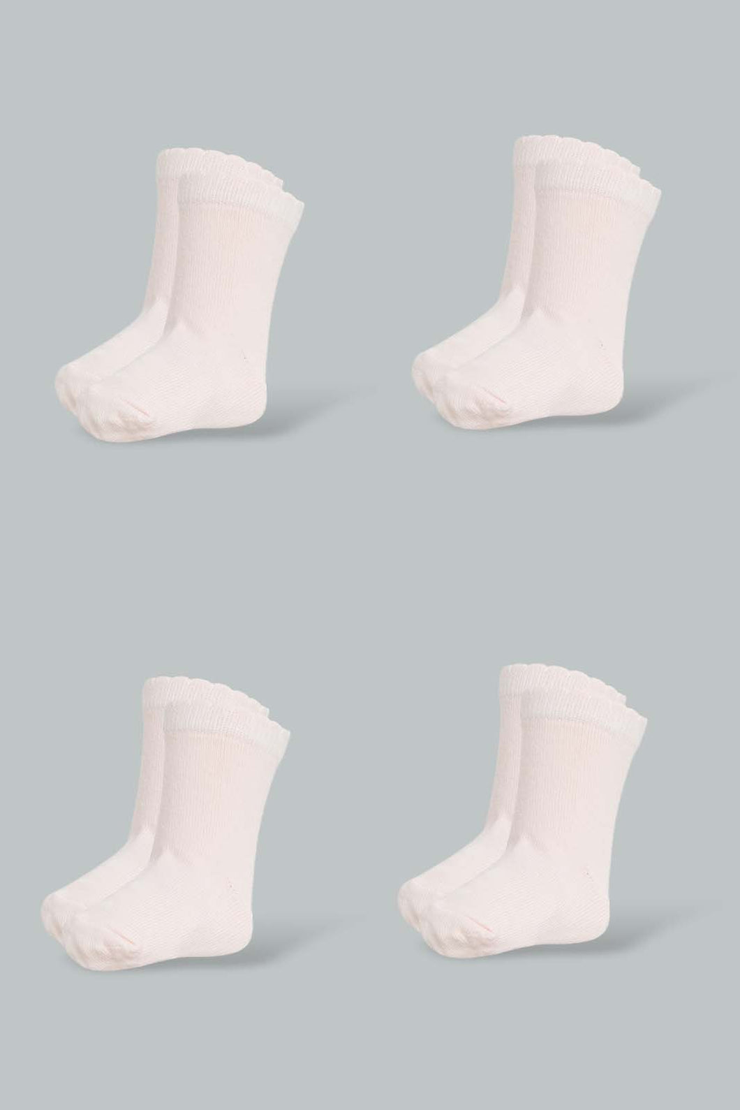 Redtag-Solid-Colour-4Pcs-Full-Length-Socks-Ankle-Length-Infant-Girls-3 to 24 Months