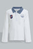 Redtag-White-Chambrey-Color-Long-Sleeve-Polo-Shirts-Polo-Shirts-Infant-Boys-3 to 24 Months