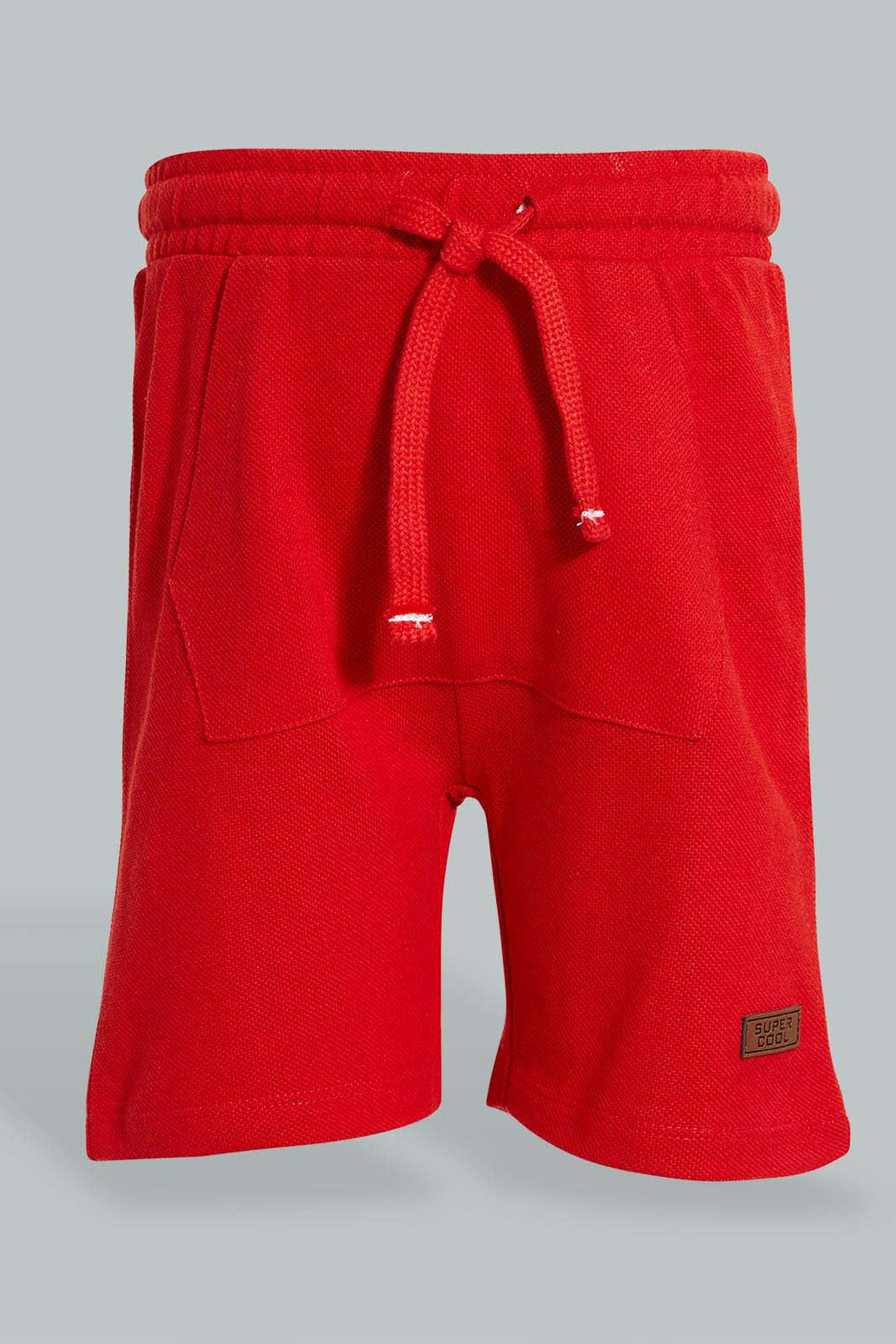 Redtag-Red-Pique-Shorts-Active-Shorts-Infant-Boys-3 to 24 Months