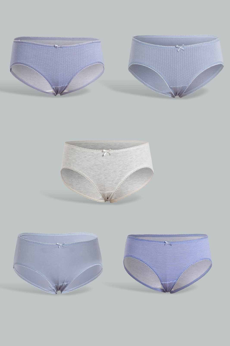 Redtag-Assorted-Print/Plain-Boyleg-Brief-(5-Pack)-Briefs-Boyleg-Women's-