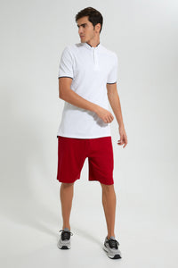 Redtag-White-Standup-Collar-Polo-Shirt-Polo-Shirts-Men's-