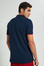 Load image into Gallery viewer, Redtag-Navy-Standup-Collar-Polo-Shirt-Polo-Shirts-Men&#39;s-
