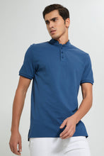 Load image into Gallery viewer, Redtag-Indigo-Standup-Collar-Polo-Shirt-Polo-Shirts-Men&#39;s-
