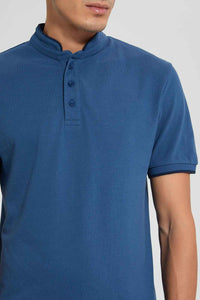 Redtag-Indigo-Standup-Collar-Polo-Shirt-Polo-Shirts-Men's-