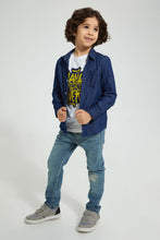 Load image into Gallery viewer, Redtag-Dark-Wash-Denim-Shirt-And-T-Shirt-Set-Casual-Shirts-Boys-2 to 8 Years
