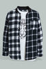 Redtag-Black-Flannel-Check-Shirt-And-T-Shirt-Set-Casual-Shirts-Boys-2 to 8 Years