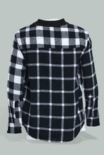 تنزيل الصورة على معرض الصور، Redtag-Black-Flannel-Check-Shirt-And-T-Shirt-Set-Casual-Shirts-Boys-2 to 8 Years
