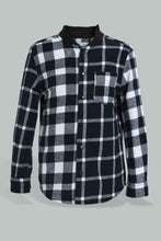 تنزيل الصورة على معرض الصور، Redtag-Black-Flannel-Check-Shirt-And-T-Shirt-Set-Casual-Shirts-Boys-2 to 8 Years
