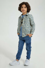 تنزيل الصورة على معرض الصور، Redtag-Blue-Printed-Shirt-And-T-Shirt-Set-Casual-Shirts-Boys-2 to 8 Years
