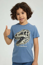 تنزيل الصورة على معرض الصور، Redtag-Blue-Printed-Shirt-And-T-Shirt-Set-Casual-Shirts-Boys-2 to 8 Years
