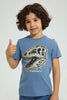 Redtag-Blue-Printed-Shirt-And-T-Shirt-Set-Casual-Shirts-Boys-2 to 8 Years