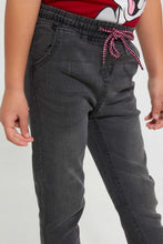 Load image into Gallery viewer, Redtag-Grey-Knit-Denim-Jogger-Jeans-Baggy-Fit-Girls-2 to 8 Years
