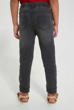 Load image into Gallery viewer, Redtag-Grey-Knit-Denim-Jogger-Jeans-Baggy-Fit-Girls-2 to 8 Years
