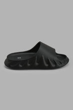 Load image into Gallery viewer, Redtag-Black-Moulded-Platform-Slide-Sliders-Men&#39;s-
