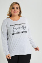 تنزيل الصورة على معرض الصور، Redtag-Grey-3/4-Sleeve-Graphic-T-Shirt-Colour:Grey,-Filter:Plus-Size,-LDP-T-Shirts,-New-In,-New-In-LDP,-Non-Sale,-S22A,-Section:Women,-TBL-Women&#39;s-
