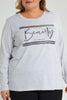 Redtag-Grey-3/4-Sleeve-Graphic-T-Shirt-Colour:Grey,-Filter:Plus-Size,-LDP-T-Shirts,-New-In,-New-In-LDP,-Non-Sale,-S22A,-Section:Women,-TBL-Women's-