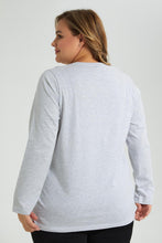 تنزيل الصورة على معرض الصور، Redtag-Grey-3/4-Sleeve-Graphic-T-Shirt-Colour:Grey,-Filter:Plus-Size,-LDP-T-Shirts,-New-In,-New-In-LDP,-Non-Sale,-S22A,-Section:Women,-TBL-Women&#39;s-
