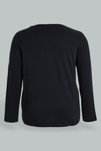 تنزيل الصورة على معرض الصور، Redtag-Black-Long-Sleeve-Graphic-T-Shirt-Graphic-Prints-Women&#39;s-
