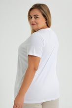 Load image into Gallery viewer, Redtag-White-Short-Sleeve-V-NeckT-Shirt-Colour:White,-Filter:Plus-Size,-LDP-T-Shirts,-New-In,-New-In-LDP,-Non-Sale,-S22A,-Section:Women-Women&#39;s-
