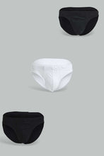 Load image into Gallery viewer, Redtag-Black-/-Charcoal-/-White-3-Pack-Breif-Briefs-Men&#39;s-
