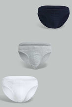 Load image into Gallery viewer, Redtag-Navy-/--Grey-/-White-3-Pack-Breif-Briefs-Men&#39;s-
