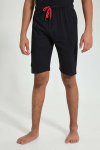 Redtag-Black-Life-Is-A-Game-Night-Suit-Pyjama-Sets-Senior-Boys-9 to 14 Years