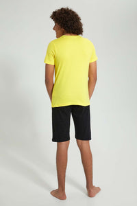 Redtag-Yellow-Ny-Gang-Night-Suit-Pyjama-Sets-Senior-Boys-9 to 14 Years