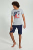 Redtag-Grey-Nyc-Night-Suit-Pyjama-Sets-Senior-Boys-9 to 14 Years