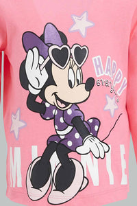 Redtag-Pink-Minnie-Print-T-Shirt-Character-Infant-Girls-3 to 24 Months