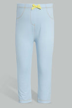 Load image into Gallery viewer, Blue Knitted Solid Jegging For Baby Girls
