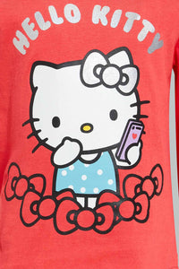 Redtag-Red-Hello-Kitty-Print-T-Shirt-Character-Infant-Girls-3 to 24 Months