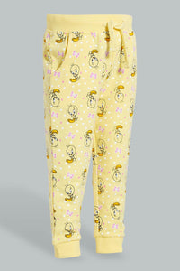 Redtag-Yellow-Tweety-Trackpant-Joggers-Infant-Girls-3 to 24 Months