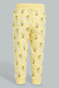 Redtag-Yellow-Tweety-Trackpant-Joggers-Infant-Girls-3 to 24 Months