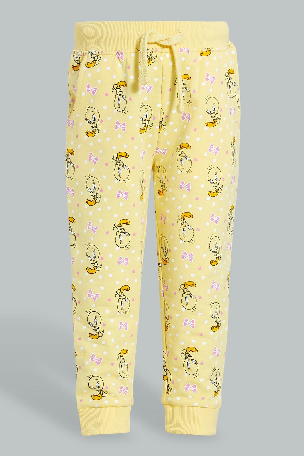 Redtag-Yellow-Tweety-Trackpant-Joggers-Infant-Girls-3 to 24 Months