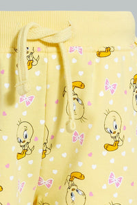 Redtag-Yellow-Tweety-Trackpant-Joggers-Infant-Girls-3 to 24 Months