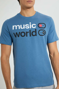 Redtag-Ash-Grey-Music-World-T-Shirt-Graphic-Prints-Men's-