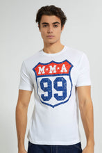 تنزيل الصورة على معرض الصور، Redtag-White-Graphic-T-Shirt-Graphic-Prints-Men&#39;s-
